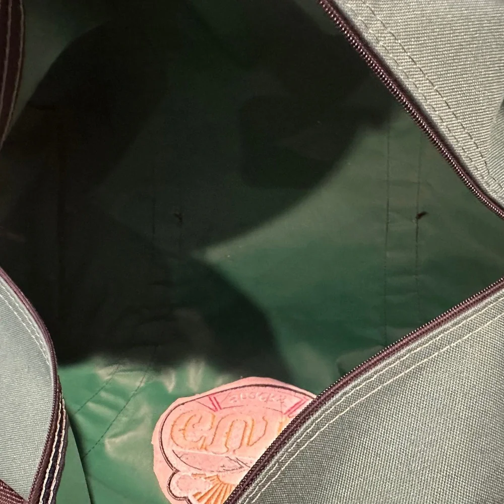 Vintage Guys Snacks Duffel Bag Green Canvas Advertising Weekender Gym Bag 18.5in